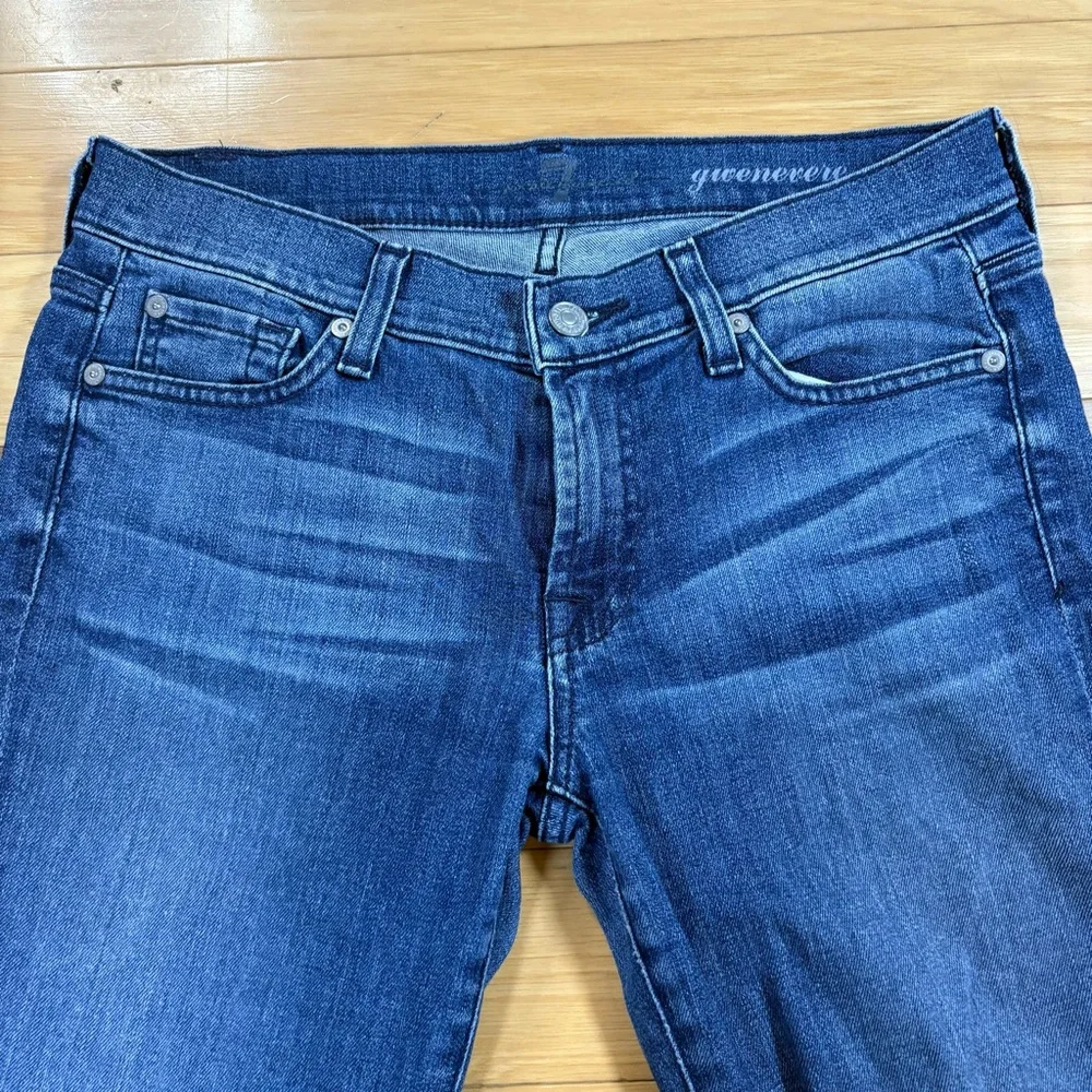 7 For All Mankind Gwenevere Skinny Ankle Jeans Womens Sz 28 Medium Wash Denim